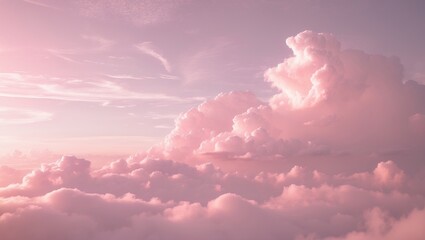 Wall Mural - background featuring pink sky and white clouds