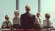 © MdAtikuzzaman - Legacy View: A father and his three children sit together, their backs to the camera, gazing out of a large skyscraper window at the sprawling cityscape below.