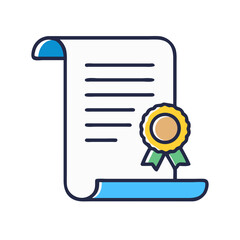 Poster - Scroll with Ribbon Seal Icon Representing Certified Document or Official Certificate