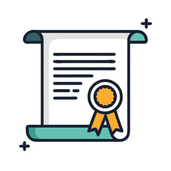 Poster - Scroll with Ribbon Seal Icon Representing Certified Document or Official Certificate