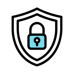 Poster - Shield with Lock Symbol Representing Secure Data and Cyber Protection
