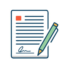 Fototapete - Signed Legal Document Icon Representing Official Record and Contract Agreement