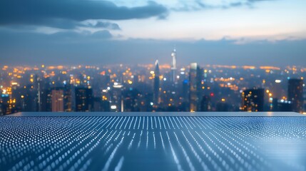 Aufkleber - 夜の都市のスカイラインの背景ぼかしライトと建物の構造の抽象的なデザインの未来的なパターン