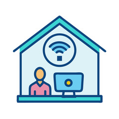 Aufkleber - Smart Home with Person Icon Representing Home Automation and Personalized Living