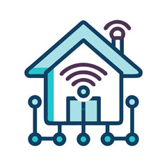 Poster - Smart Home with Signal Icon Representing Connected Home and IoT Technology
