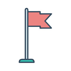 Aufkleber - Standing Flag Icon Representing Set Goal and Achievement Target