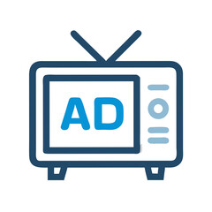 Aufkleber - Television with Ad Display Icon Representing Broadcast Advertising and Media Promotion