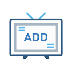 Aufkleber - Television with Ad Display Icon Representing Broadcast Advertising and Media Promotion
