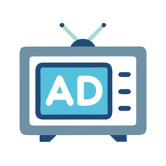 Aufkleber - Television with Ad Display Icon Representing Broadcast Advertising and Media Promotion
