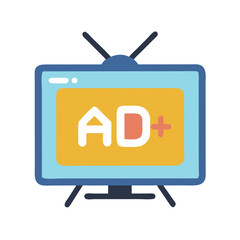 Aufkleber - Television with Ad Display Icon Representing Broadcast Advertising and Media Promotion