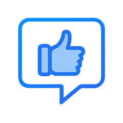 Poster - Thumbs Up in Chat Bubble Icon Representing Social Media Feedback and Approval