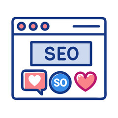 Fototapete - Webpage with Heart and Message Icon Representing User Engagement and Social Feedback