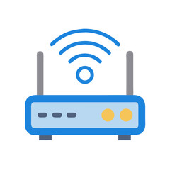 Aufkleber - Wireless Router Device Icon Representing Internet Signal and Network Connectivity