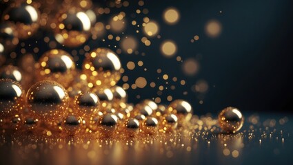 Wall Mural - luxurious abstract gold bokeh against dark holiday-themed backdrop