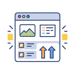 Poster - Design Interface with Arrow and Library Icon Representing Asset Management and Creative Workflow