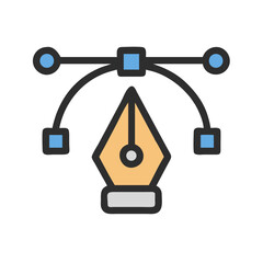 Poster - Pen Tool Interface Icon Representing Vector Path Editing and Anchor Point Control