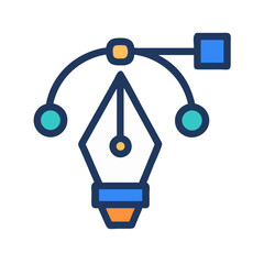 Poster - Pen Tool Interface Icon Representing Vector Path Editing and Anchor Point Control