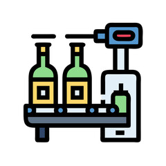 Poster - Wine Bottling Machine Icon Representing Packaging Process in Industrial Winemaking