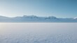 © CreativeBro - Overview of a scientific facility set in a polar snowy desert with frost surface, snow-covered mountains on the horizon, and a frozen ice landscape in winter