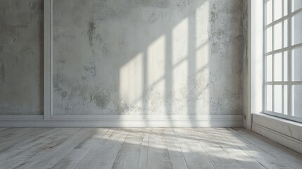 Poster - Empty room with sunlight streaming through a large window