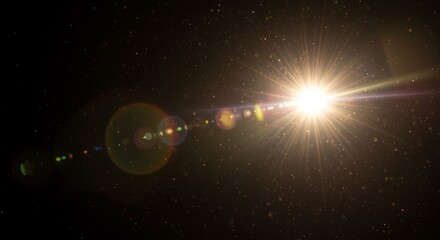 Wall Mural - Flash. Realistic flares. Glowing effects. Photography camera light or sunlight reflection from lens. Stars in space. Isolated glints set. Sparkle glares. Vector shimmering elements