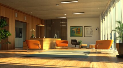 Aufkleber - Modern office lobby bathed in natural light