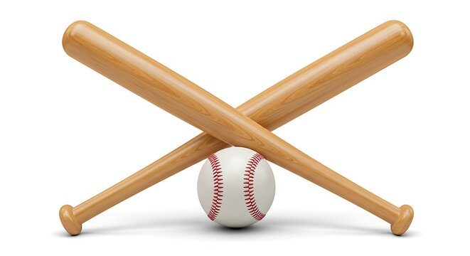 Baseball Bats Crossed with Ball: Classic Sport Still Life