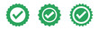 © Virdauso - Quality guarantee green vector icon with checkmark symbol. Approving, check, award, winner, trophy, top quality, promotion concept. PNG transparent