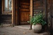 © KDG - Rustic Greenery: Potted Plant by Wooden Door