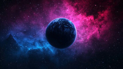 Wall Mural - stunning cosmic scene with vibrant colors and a detailed planet surrounded by nebula clouds