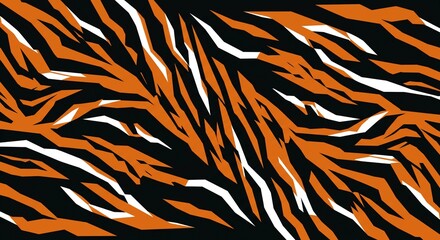 Abstract Orange and Black Tiger Stripe Pattern Design Seamless Texture for Fashion Textile