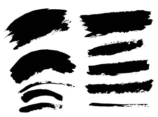 Fototapete - Vector brush stroke textures of long and rectangle shapes. Paint text boxes and paintbrush collection. Grunge banners for authentic design vibe. Painted backgrounds. Wide and thin brush elements