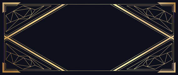 Wall Mural - luxury art deco gold frame background vector. abstract geometry frame and art deco pattern backgroun
