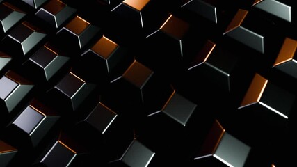 Wall Mural - abstract metallic cubes: a symphony of dark hues and gleaming surfaces 4k background loop