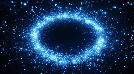 a glowing ring of blue particles against a dark background