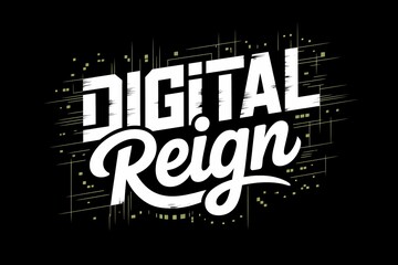Wall Mural - abstract graphic illustration of digital reign text with tech lines