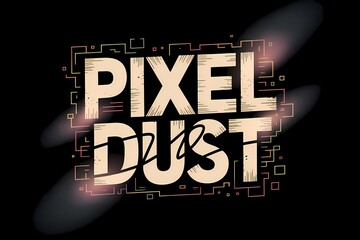 Wall Mural - pixel dust digital art with geometric accents, vaporwave style illustration