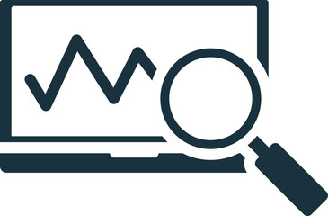 Wall Mural - magnifying glass exploring data analysis on laptop screen