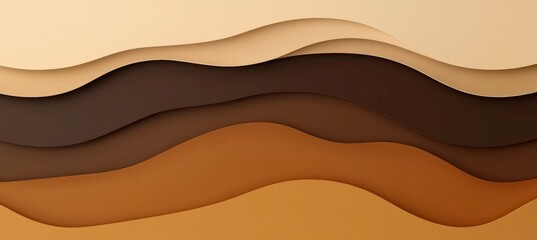 Wall Mural - fluid paper waves, abstract earthy tones of brown, tan, and beige, 3d illustration background