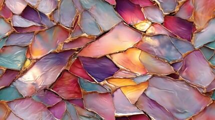 Wall Mural - Colorful Seamless Pattern of Shattered Stained Glass Fragments