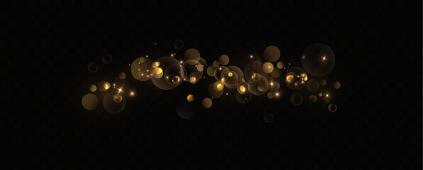 Poster - Bokeh Light Effect with Golden Glow. Transparent Background with Soft Blur, Light Circles, Glowing Shine, Abstract Glitter Overlay, Warm Radiant Bokeh for Holiday or Festive Design