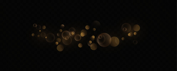 Poster - Bokeh Light Effect with Golden Glow. Transparent Background with Soft Blur, Light Circles, Glowing Shine, Abstract Glitter Overlay, Warm Radiant Bokeh for Holiday or Festive Design
