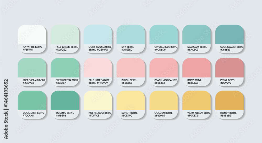 Beryl Color Guide Palette with color Names. Catalog Samples of Beryl ...
