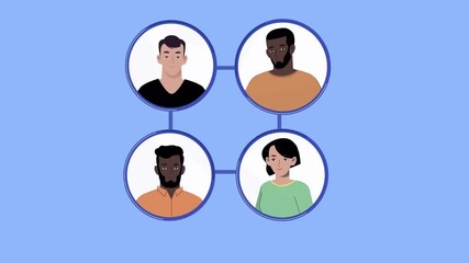 Wall Mural - organizational hierarchy or network with team members in circle structure