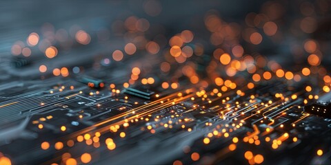 Aufkleber - a circuit board with glowing fibers, highlighting technology, innovation, and electronic components in a modern digital atmosphere