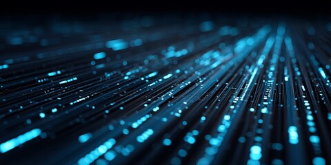 Aufkleber - Abstract Digital Data Flow with Lines of Code Illuminated by Bright Blue Light Against a Dark Background Representing Technology and Future Innovation