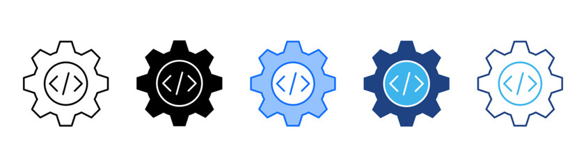 Web Development Icon Set With Multiple Style Collection 