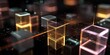 © kwanchaift - Abstract digital design with glowing cubes, colorful lines and dark background for modern technology and futuristic concepts in graphics and art.