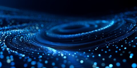 Aufkleber - Abstract blue background with concentric circles and dots creating a digital wave pattern for technology, science, or modern design concepts