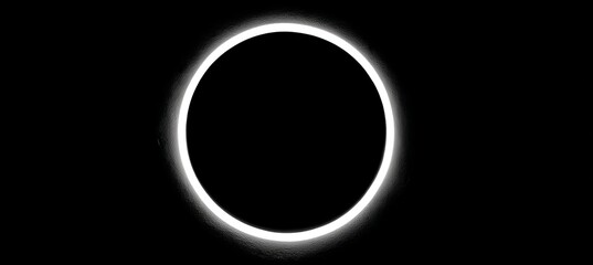 Canvas Print - Glowing Neon White Circular Frame On A Black Background, Abstract Modern Design Element